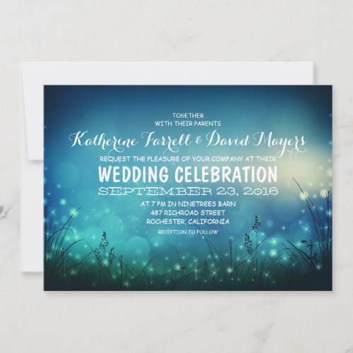 Rustic Garden Lights Romantic Wedding Invitation