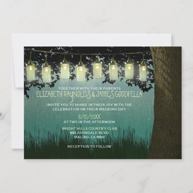 Rustic Garden Lights Wedding Invitations (Front)