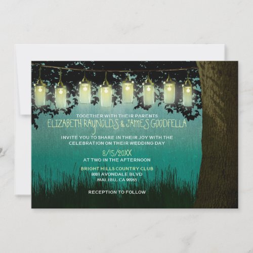 Rustic Garden Lights Wedding Invitations