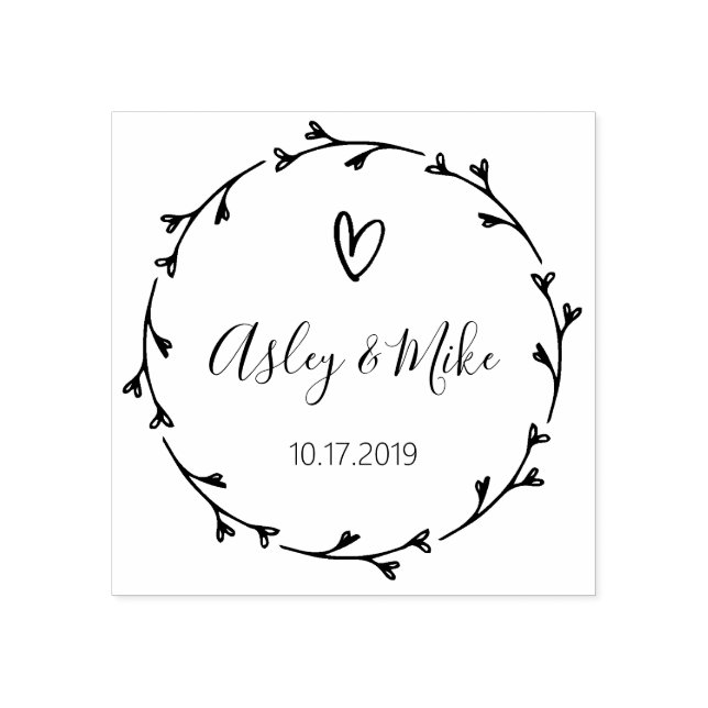Rustic Garden Save the date round logo Self-inking Rubber Stamp (Imprint)