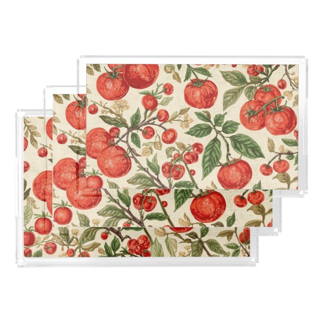 Rustic Garden Tomatoes  Acrylic Tray (Set)