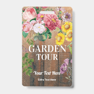Rustic Garden Tour Badge Ticket Pass