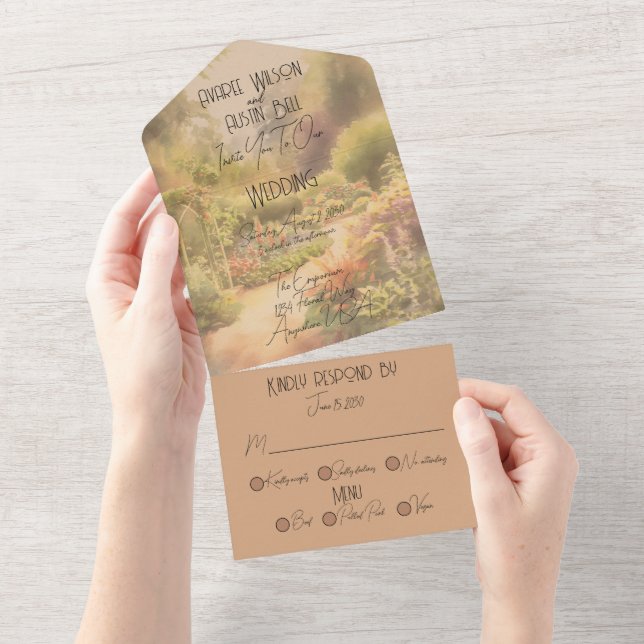 Rustic Garden Wedding  All In One Invitation (Tearaway)