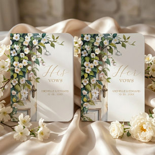 Rustic Garden Wedding Vows with Floral Door Foil Vow Books