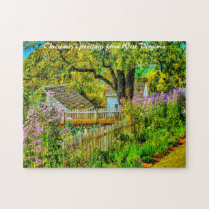 Rustic Garden West Virginia.Christmas Greetings Jigsaw Puzzle