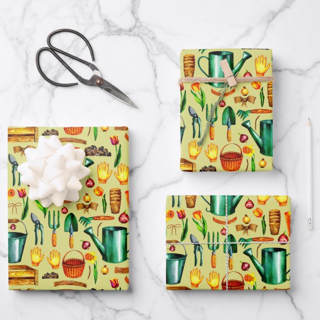 Rustic Gardener Gardening Tools Flowers  Wrapping Paper Sheets (Front)