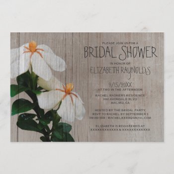 Rustic Gardenias Bridal Shower Invitations by topinvitations at Zazzle