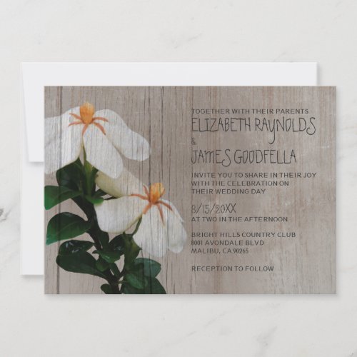 Rustic Gardenias Wedding Invitations