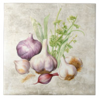 Rustic Garlic Watercolor Faux Texture Kitchen