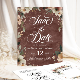 Rustic Garnet Cottagecore Wedding Save the Date Announcement Postcard