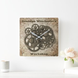 Rustic Gears Sprocket Steampunk On Stone Template 