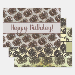 Rustic Gears Sprocket Steampunk On Stone Template  Wrapping Paper Sheets