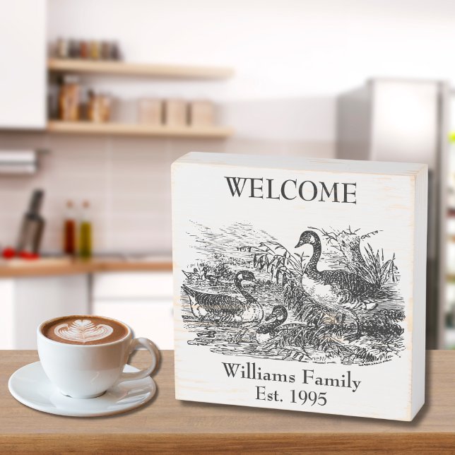 Rustic Geese in the Wild Monogram   Wooden Box Sign (Creator Uploaded)