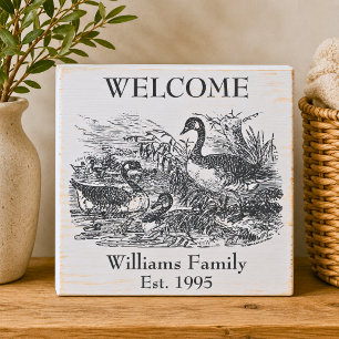 Rustic Geese Monogram Wooden Box Sign