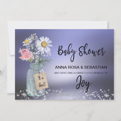 *~* Rustic.  Gender Mason Jar Floral Baby Shower Invitation