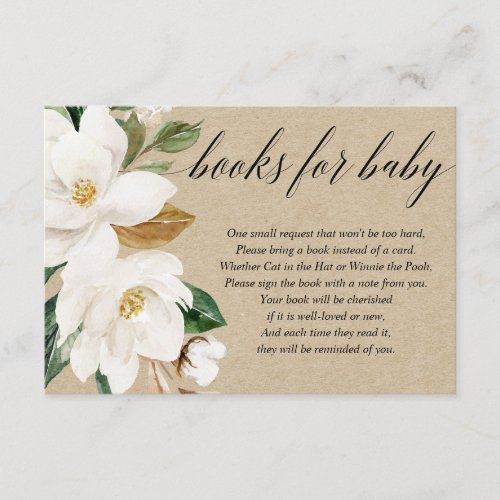 Rustic gender neutral baby shower book request enclosure card