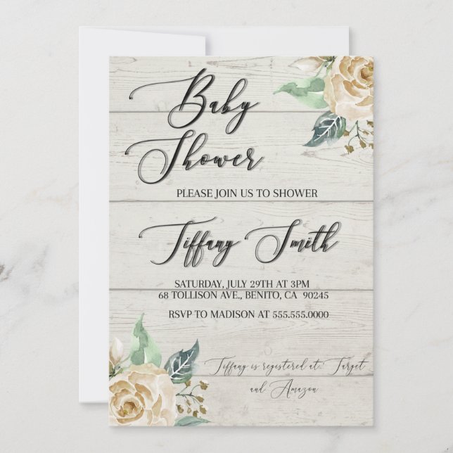 Rustic Gender Neutral Baby Shower Invitation (Front)
