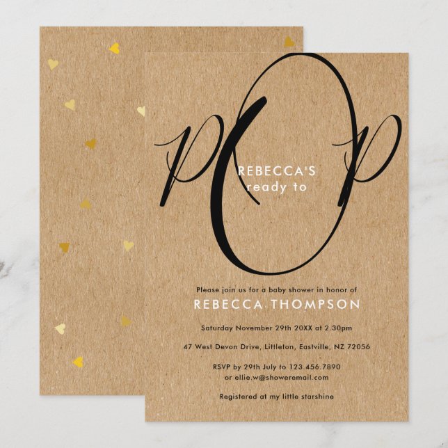 Rustic Gender Neutral Baby Shower Invitation (Front/Back)