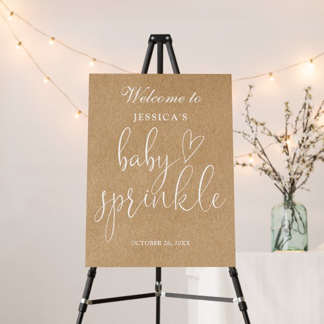Rustic Gender Neutral Baby Sprinkle Welcome Sign (In Situ (Stand))