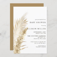 Rustic Gender Neutral Boho Pampas Baby Shower  Inv Invitation