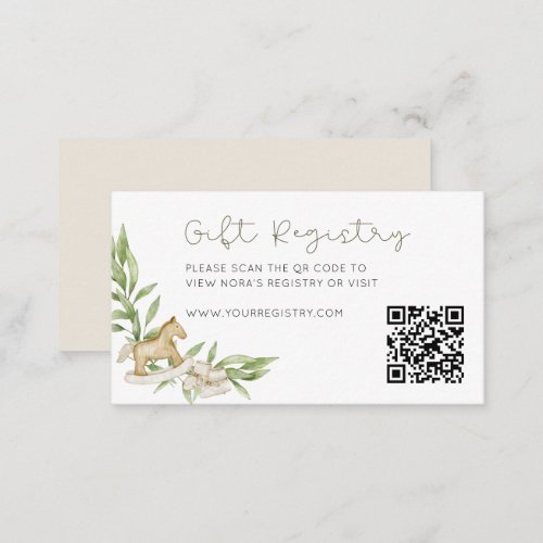 Rustic Gender Neutral Gift Registry QR Code Enclosure Card