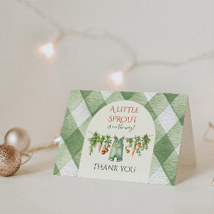 Rustic Gender Neutral Little Sprout Baby Shower Letterpress Thank You Card