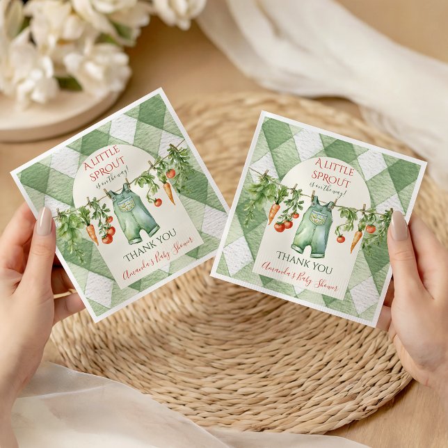 Rustic Gender Neutral Little Sprout Baby Shower Napkins (Creator Uploaded)