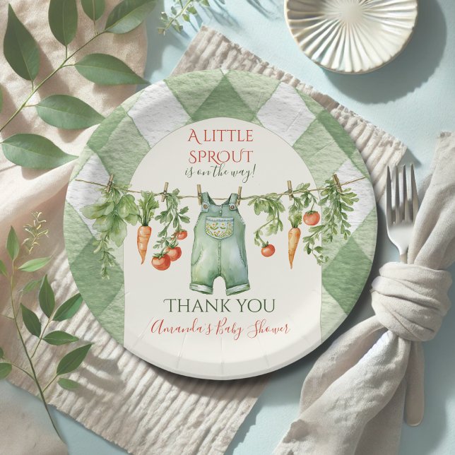 Rustic Gender Neutral Little Sprout Baby Shower Paper Plates (Creator Uploaded)