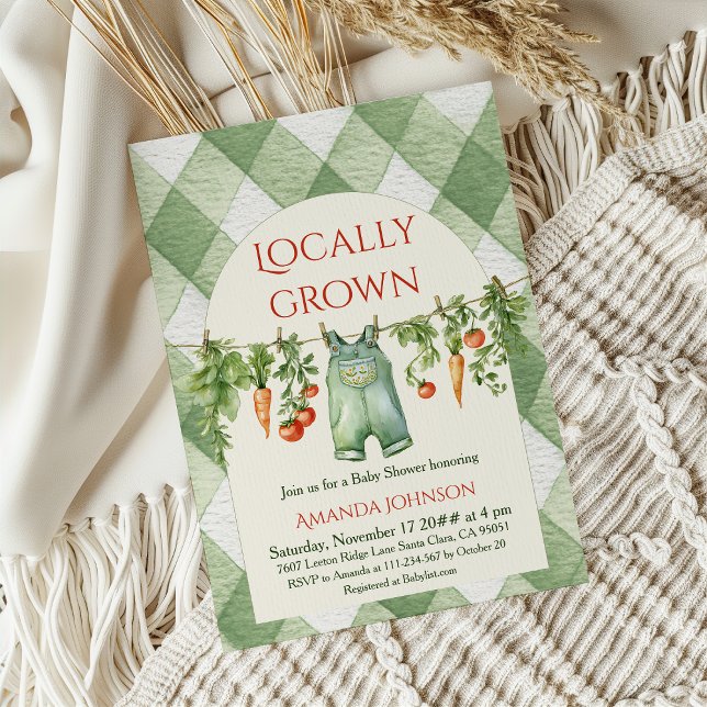 Rustic Gender Neutral Locally Grown Baby Shower Invitation (Creator Uploaded)