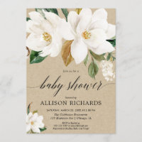 Rustic gender neutral magnolia floral baby shower