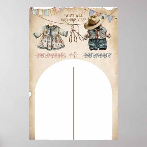 Rustic Gender reveal Party Boy or Girl game  Poster