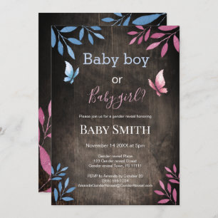 Rustic gender reveal watercolor floral invitation