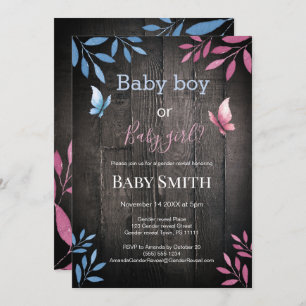 Rustic gender reveal watercolor floral invitation