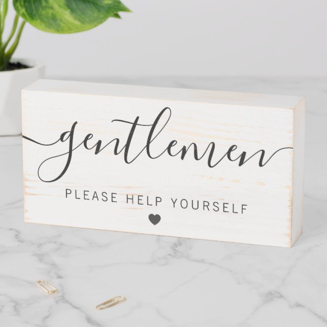 Rustic Gentlemen Favor Sign for Wedding, Wood Box (In Situ Horizontal)
