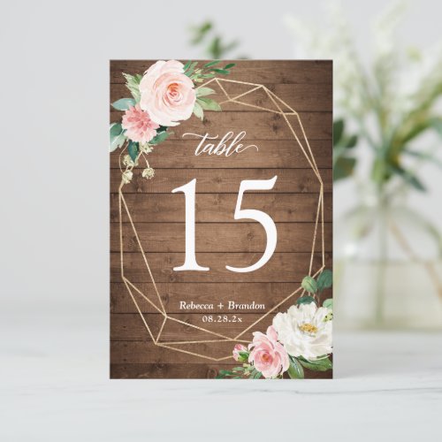 Rustic Geometric Blush Floral Wedding Table Number - Rustic Geometric Blush Floral Wedding Table Number Card. 
(1) Please customize this template one by one (e.g, from number 1 to xx) , and add each number card separately to your cart. 
(2) For further customization, please click the "customize further" link and use our design tool to modify this template. 
(3) If you need help or matching items, please contact me.