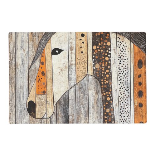 Rustic Geometric Boho Wood Grain Horse Placemat