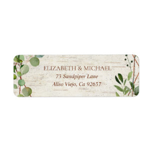 Rustic Geometric Eucalyptus Birch Return Address Label