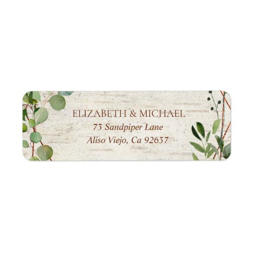 Rustic Geometric Eucalyptus Birch Return Address Label