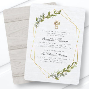 Rustic Geometric Floral Confirmation Invitation