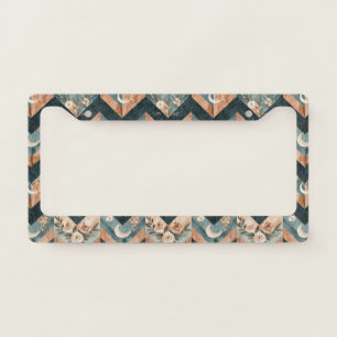 Rustic Geometric Floral with Crescent Moons License Plate Frame