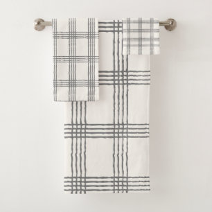 Rustic Geometric Modern Minimalist Plaid Bath Towel Set