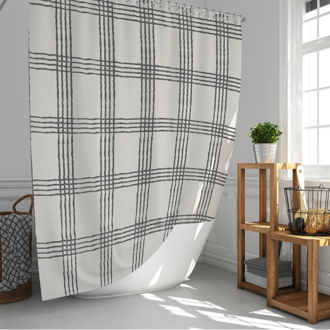 Rustic Geometric Modern Minimalist Plaid Shower Curtain (Rustic Geometric Modern Minimalist Plaid Shower Curtain)