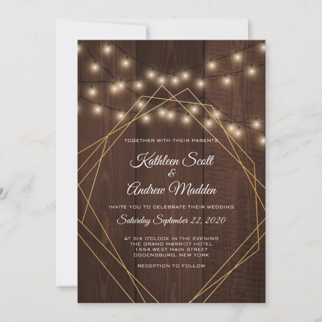 Rustic geometric wedding invitation (Front)