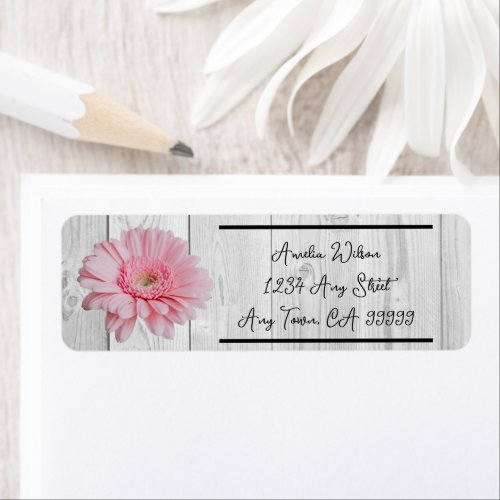 Rustic Gerber Daisy Return Address Label