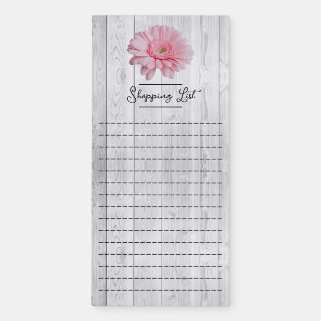 Rustic Gerber Daisy Shopping List Magnetic Notepad (Front)