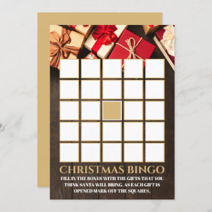 Rustic Gift Box, Christmas Party Bingo Invitation