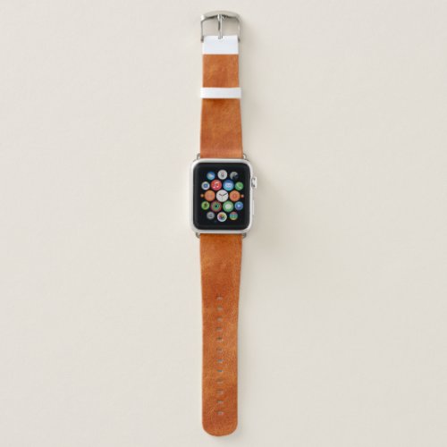 Rustic ginger smooth natural leather apple watch band