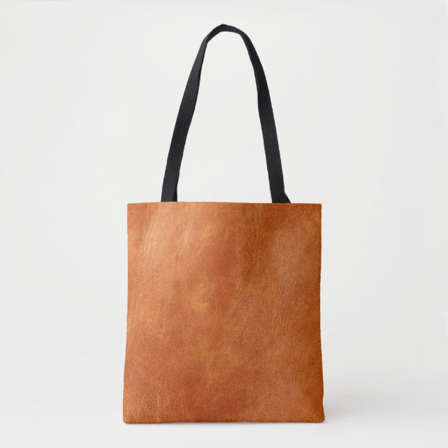 Rustic ginger smooth natural leather tote bag (Front)