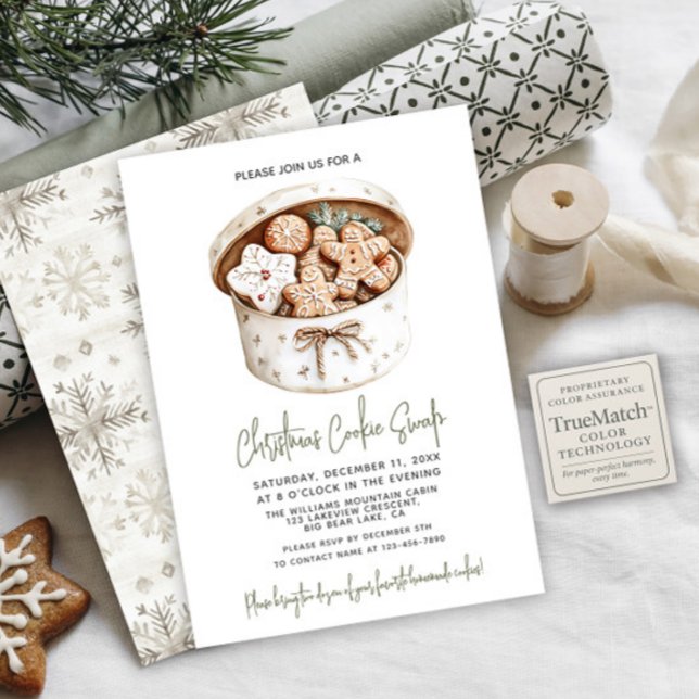 Rustic Gingerbread Christmas Cookie Swap Party Invitation (Creator Uploaded)