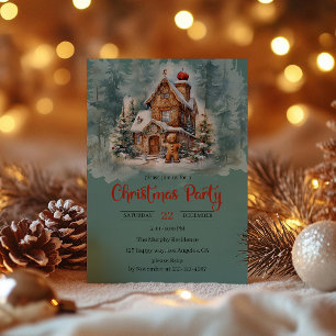 Rustic Gingerbread House Christmas Party       Invitation